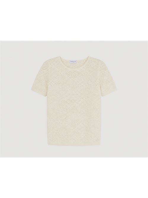 The laid-back T-shirt flair meets sensual jacquard-knit floral fabric: there's nothing run of the mill about this ultra-lightweight lace sweater. Try it with jeans on your days off, or a blazer and tailored trousers for the office. MARELLA SPORT | 2613361174200001
